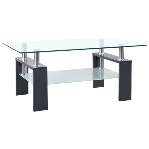 Mercatoxl - Table basse Gris et transparent 95x55x40 cm Verre tremp&eacute;