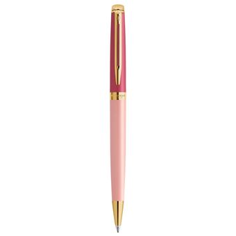 Stylo bille Waterman Hémisphère, laque rose, finition dorée, recharge bleue pointe moyenne, coffret cadeau