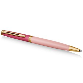 Stylo bille Waterman Hémisphère, laque rose, finition dorée, recharge bleue pointe moyenne, coffret cadeau