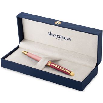 Stylo bille Waterman Hémisphère, laque rose, finition dorée, recharge bleue pointe moyenne, coffret cadeau