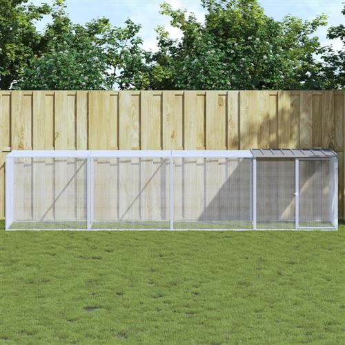 Poulailler avec toit gris clair 403x98x90 cm acier galvanisé - Vidaxl