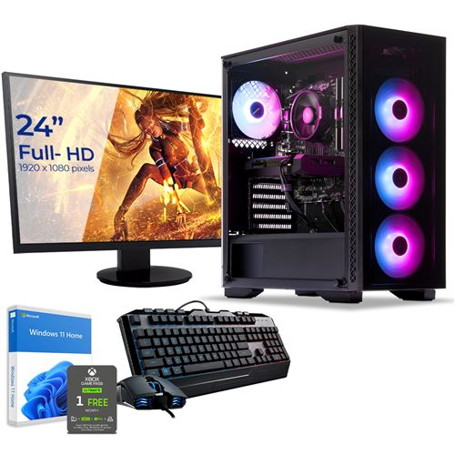 Sedatech Pack PC Gamer Expert • AMD Ryzen 7 5700X • RTX3060 • 16Go RAM • 1To SSD M.2 • 2To HDD • Windows 11 • Moniteur 24
