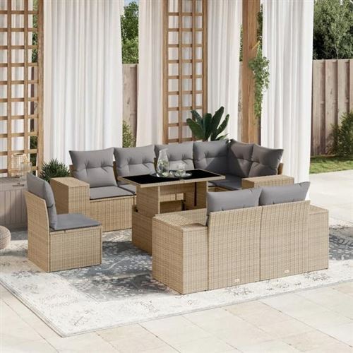 Non Communiqué Beige Salon De Jardin Modulable Vidaxl Resine Tressee 9 Pieces 62 X 62 X 69