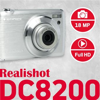 Appareil Photo Numérique Compact Agfa Photo Realishot DC8200SL Argent Housse + Carte SD 16Go incluses