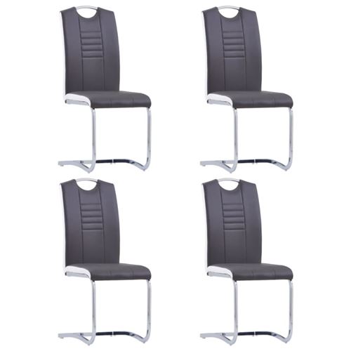 vidaXL Chaises de salle à manger cantilever 4 pcs Gris Similicuir