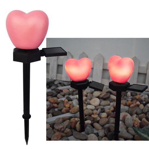 1PCS Lampes Solaires Saint pour Valentin Decoration Forme de coeur FONGWAN, pour l'extérieur Jardin Etanche - Rose