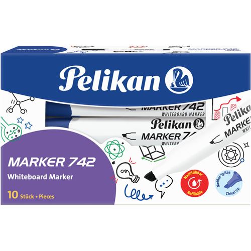 Pelikan Marqueur à tableau blanc 742, pointe biseautée, bleu