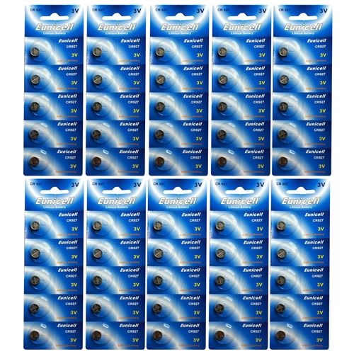 Pack de 50 Piles bouton plates lithium 3V type CR927 / DL927 / ECR927 / 927 - IRIOS -