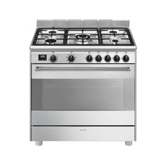 Smeg Concerto BG91X2 - Cuisinière - pose libre - largeur : 90 cm - profondeur : 60 cm - avec système auto-nettoyant - inox