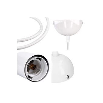 Plafonnier Kwmobile 2x câble électrique pour lampe - câble avec douille e27  bague de fixation et support - monture de suspension luminaire plafond -  blanc