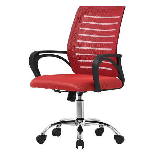 Non Renseigné Rouge Ml-Design Chaise De Bureau Ergonomique, Réglable En Hauteur Avec Accoudoirs, Fauteuil En Tissu Filet Respirant, Fonction Bascule, Pivotante À - Image 3