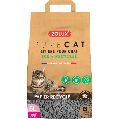 Zolux - Litière éco conçue en papier recyclé Purecat 5 litres