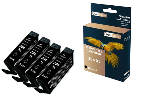 QUALITONER - 4 Cartouche compatible pour HP 364 XL 364XL Noir pour HP  DeskJet 3070 A 3070 Series 3520 e-All-in-One 3524 OfficeJet 46