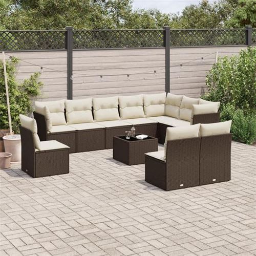Non Communiqué Marron Salon De Jardin Modulable Generique Resine Tressee 2 Personnes 55 X 55 X 37 Cm 11 Pieces