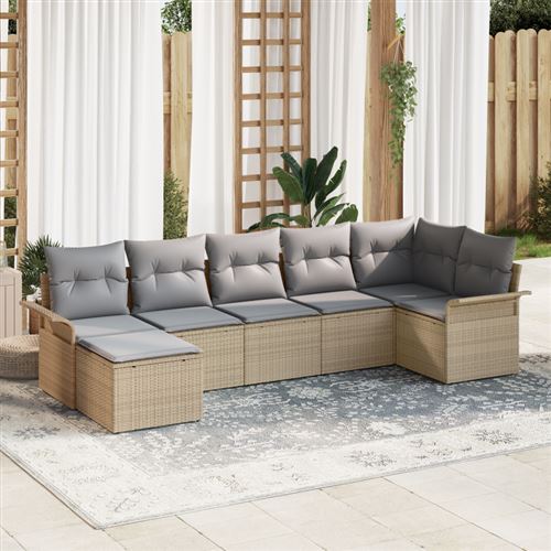 VIDAXL - Ensemble de salon de jardin - 7 pièces - Beige - Image 2