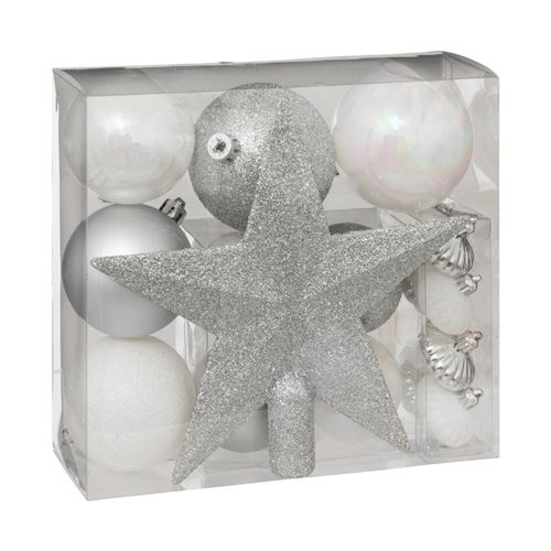 ATMOSPHERA - Kit 18 Décorations de Noël - 21 cm - Argent - Image 4