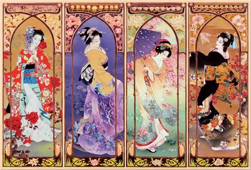 Puzzle 4000 pieces - costumes folkloriques japonais : geisha - educa collection art asie - femme japonnaise - adulte - nouveaute