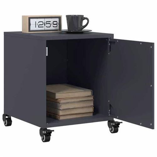 Non Communiqué Gris Vidaxl Tables De Chevet 2 Pcs Anthracite 36X39x43,5 Cm Acier, Armoire, Armoire Latérale, Support De Téléphone, Table De 846619