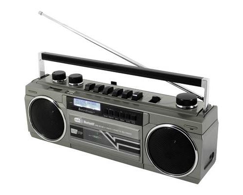 Lecteur de cassettes portable soundmaster SRR70TI MP3 fonction enregistrement, avec microphone, fonction réveil gris