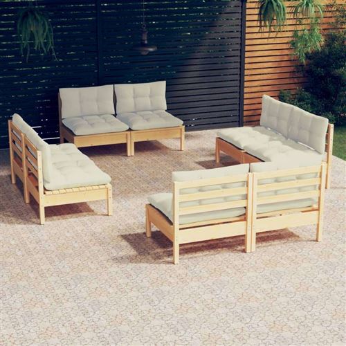 Non Communiqué Bois Salon De Jardin Modulable Vidaxl Beige 8 Pieces 8 Personnes