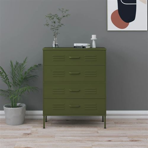 Non Communiqué Vert Olive Commode 80X35x101,5 Cm Acier
