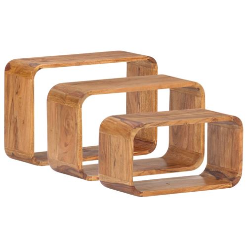 vidaXL Tables d'appoint 3 pcs Bois d'acacia solide