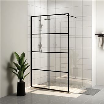 vidaXL Inloopdouchewand 115x195 cm ESG-glas transparant en zwart151036 - 1