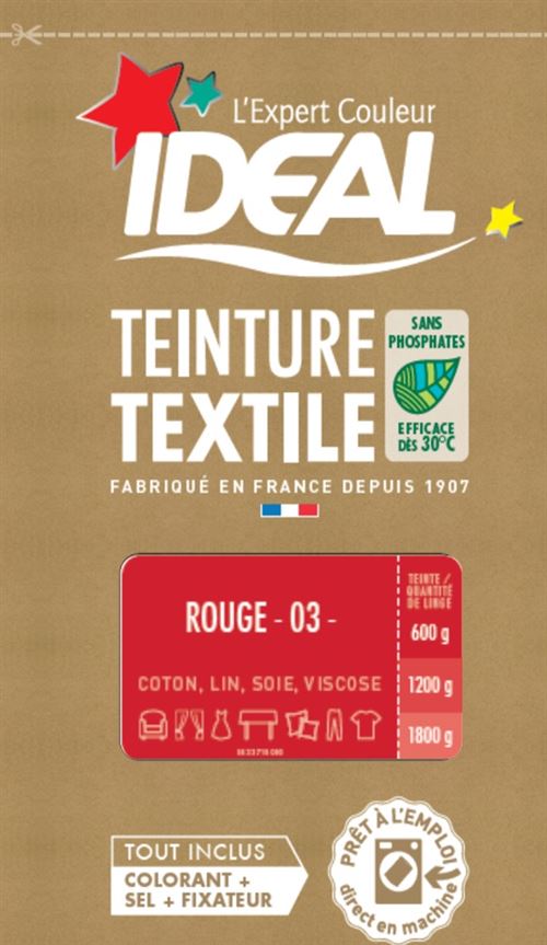 Teinture textile IDEAL Rouge 0.35 kilogramme - Produits d