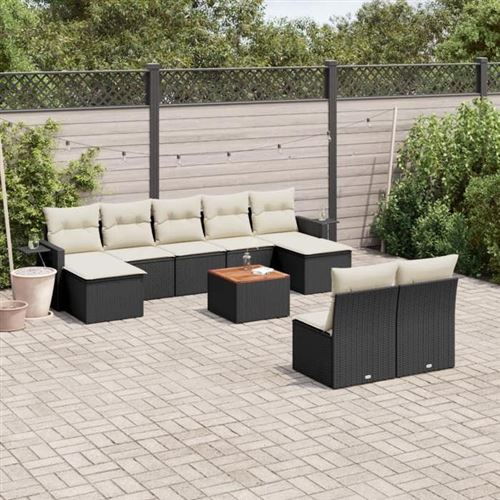 Salon de jardin modulable vidaxl resine tressee 10 pieces 2 personnes 62 x 55 x 69 cm noir