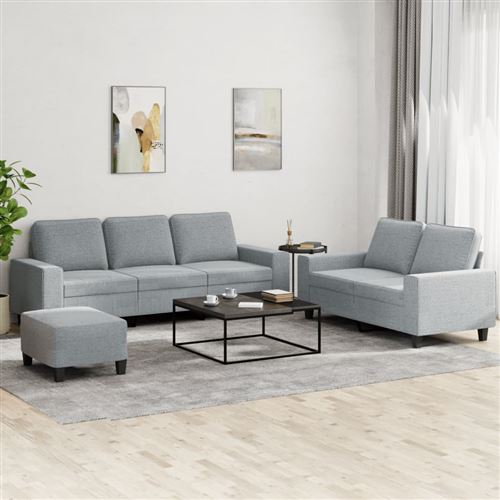 VIDAXL - Ensemble de canapé - 3 pièces - Gris clair - Image 2