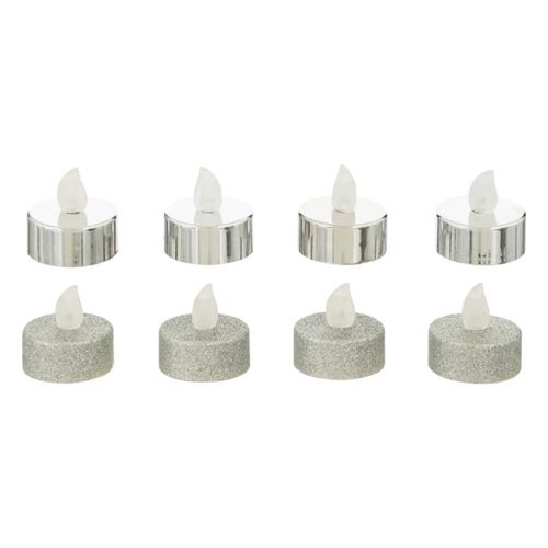 ATMOSPHERA - Lot de 8 Bougies LED - 4cm - Argent - Image 2