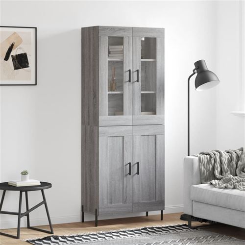 Non Communiqué Gris Vidaxl Buffet Haut Sonoma 69,5X34x180 Cm Bois D'ingénierie