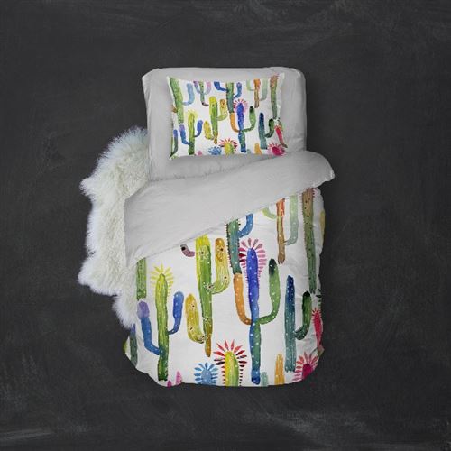 HOMEMANIA Pack oreiller et couette Cactus 6 - Multicolore - 155 x 210 cm