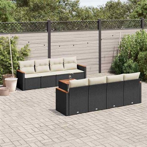 vidaXL - Salon de Jardin - 9 pièces - Noir - Image 2