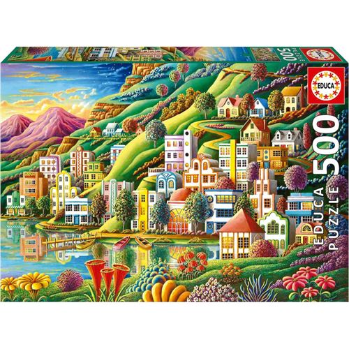 Non Communiqué Puzzle - Le Port Caché Coloré - 500 Pièces - Dès 11 Ans - 48X34cm - Educa