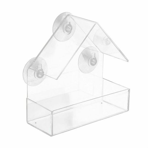 Mangeoire Transparent à oiseaux maison fenêtre distributeur de grain