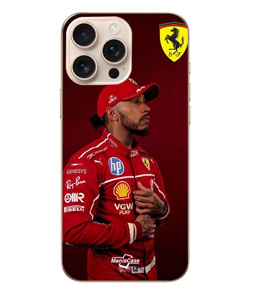 Coque - Ferrari - Iphone 16 Pro - Souple - Rouge - Motif Lewis Hamilton