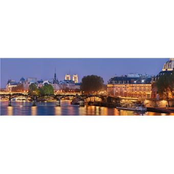 Paris Poster Reproduction Pont Des Arts Et Seine La Nuit Panorama 53x158 Cm Poster Affiche Enroule Top Prix Fnac