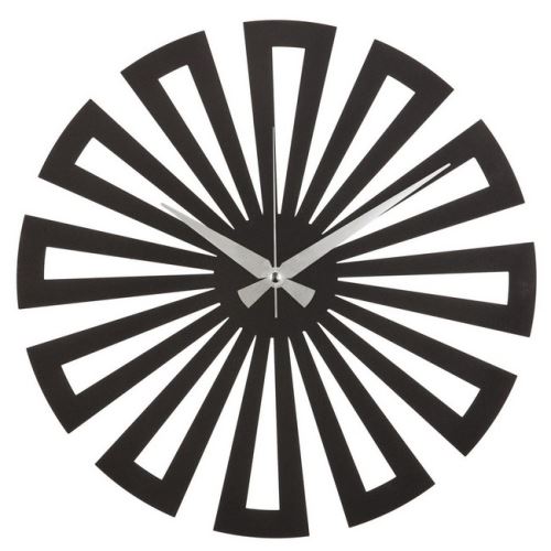 HOMEMANIA Horloge Murale - Décorative - Art Mural - Noir en Acier, 50 x 0,2 x 50 cm