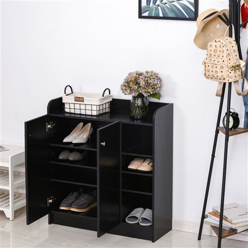Armoire à chaussures noir 100x42x60 cm bois d'ingénierie | Leroy Merlin