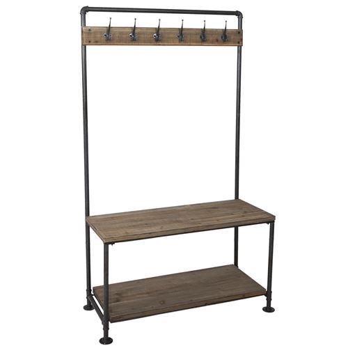 Garde-robe MENDLER HWC-C10 design industriel bois véritable 170x98x40cm
