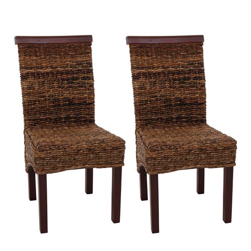 Lot de 2 chaises M45, banane tressée, 47x54x93cn, pieds marrons