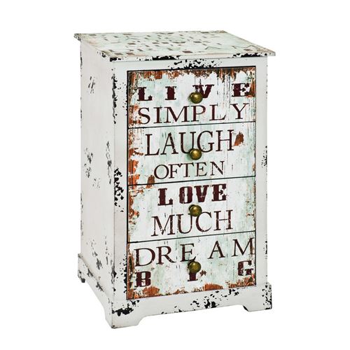 Commode en bois 4 tiroirs H60cm L35cm LOVELY CHEER blanc