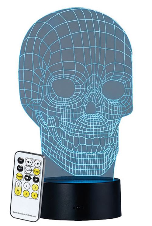 Socle lumineux décoratif à LED LS-7.3D - Motif Crâne