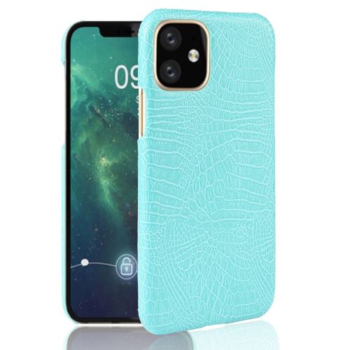 Etui en PU crocodile dur cyan pour votre Apple iPhone 6.5 pouces (2019)