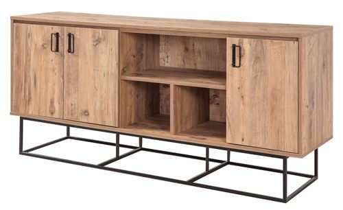 BOBOCHIC Buffet bas 180 cm portes simples KOHI Pin Atlantique et Noir