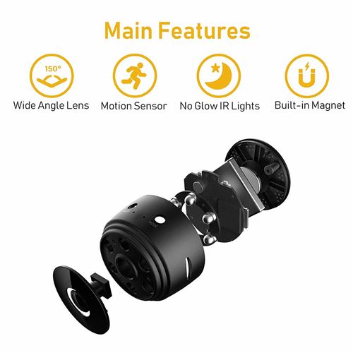 Mini Camera Espion Enregistreur, WiFi 1080p Magnetic Cam sans Fil