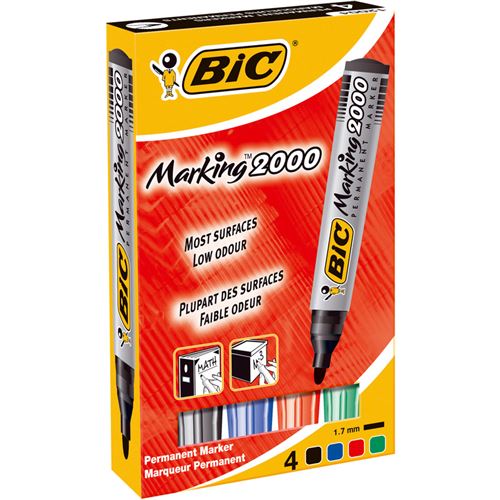 Bic Marqueur Permanent 2000 Ecolutions, Pointe Ogive, Étui