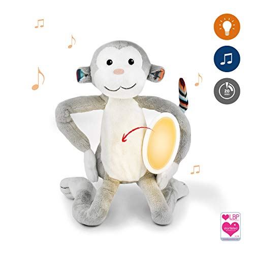 Zazu Kids Nightlight Plush Toy - Max The Monkey Stuffed Animal Night Light with Soothing Sound Machine for Babies & Toddlers Soft Washable Portable