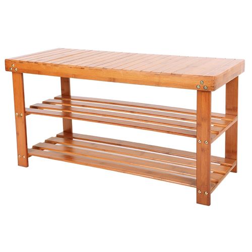 Meuble à chaussures banc banquette étagère armoire bois 90 cm